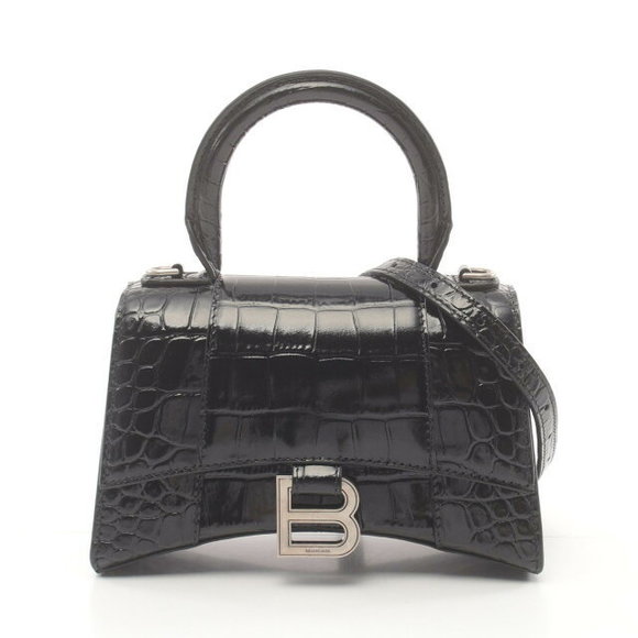 Balenciaga Hourglass Handbag Leather Black - Picture 1 of 5